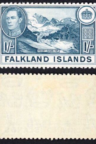 Falkland Is SG158b KGVI 1/- Dull Blue M/M Cat 38 pounds