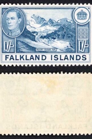 Falkland Is SG158b KGVI 1/- Dull Blue M/M Cat 38 pounds