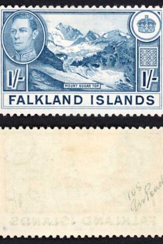 Falkland Is SG158b KGVI 1/- Dull Blue M/M Cat 38 pounds