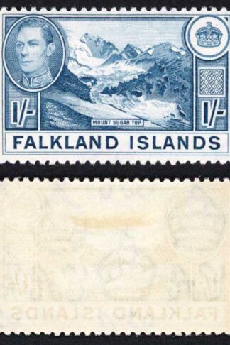 Falkland Is SG158b KGVI 1/- Dull Blue M/M Cat 38 pounds