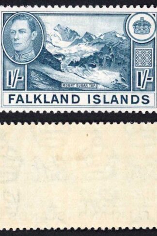 Falkland Is SG158b KGVI 1/- Dull Blue M/M Cat 38 pounds