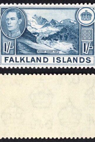 Falkland Is SG158b KGVI 1/- Dull Blue M/M Cat 38 pounds