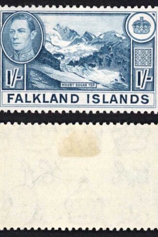 Falkland Is SG158b KGVI 1/- Dull Blue M/M Cat 38 pounds