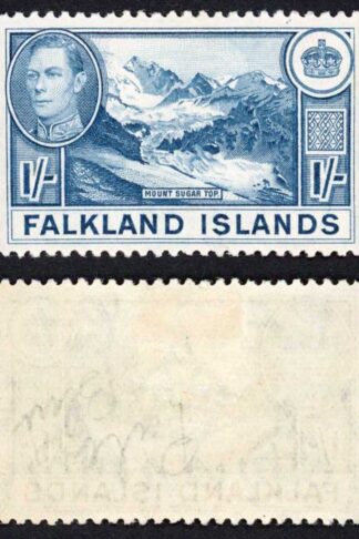 Falkland Is SG158b KGVI 1/- Dull Blue M/M Cat 38 pounds