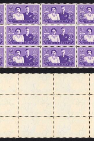 South Africa SG112 1947 Royal Visit 2d Violet Sheet number block of 12 U/M