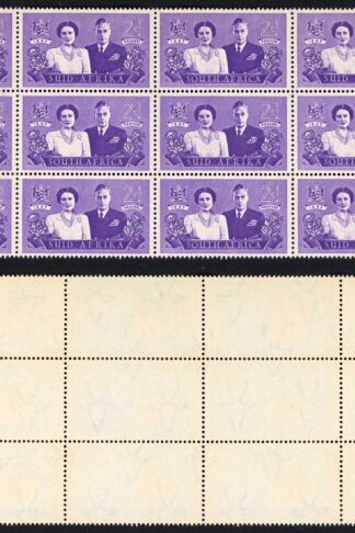 South Africa SG112a 1947 Royal Visit 2d Violet R11/6 Line on Queens Shoulder