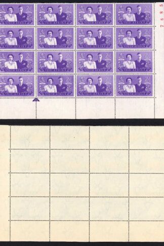 South Africa SG112 1947 Royal Visit 2d Violet Sheet number and Arrow block