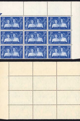 South Africa SG113 1947 Royal Visit 3d Blue R3/6 Mark on Queens arm U/M