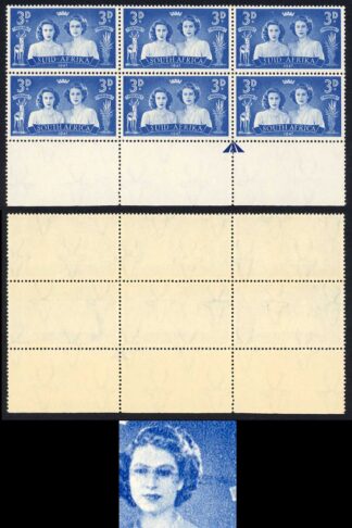 South Africa SG113a 1947 Royal Visit 3d Blue R19/2 Black-eyed Princess U/M