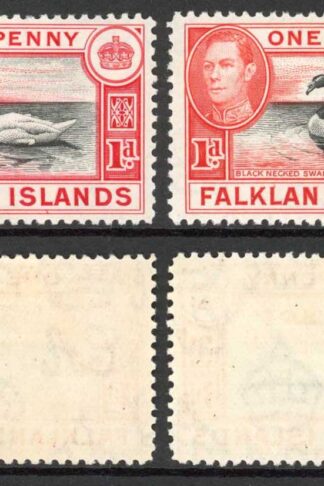 Falkland Is SG147/a 1d Black and Carmine/Black and Vermilion M/M Cat 38.75