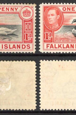 Falkland Is SG147/a 1d Black and Carmine/Black and Vermilion M/M Cat 38.75