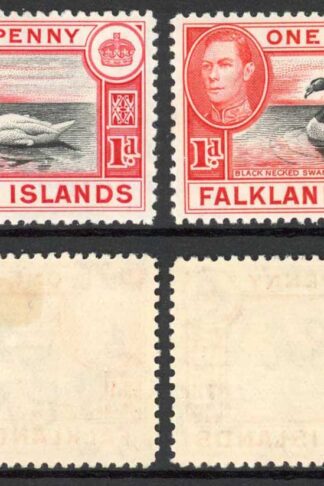 Falkland Is SG147/a 1d Black and Carmine/Black and Vermilion M/M Cat 38.75