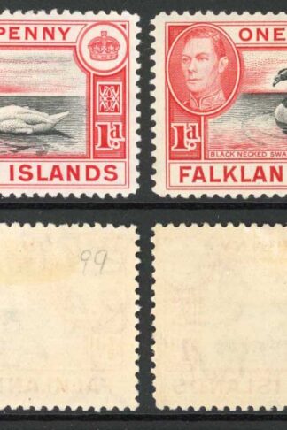 Falkland Is SG147/a 1d Black and Carmine/Black and Vermilion M/M Cat 38.75