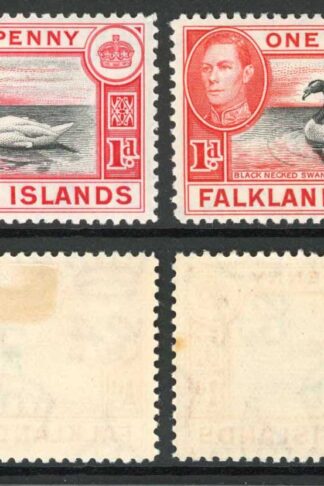 Falkland Is SG147/a 1d Black and Carmine/Black and Vermilion M/M Cat 38.75