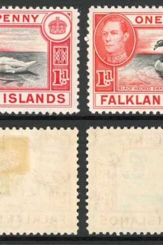 Falkland Is SG147/a 1d Black and Carmine/Black and Vermilion M/M Cat 38.75