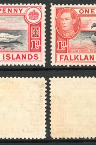 Falkland Is SG147/a 1d Black and Carmine/Black and Vermilion M/M Cat 38.75