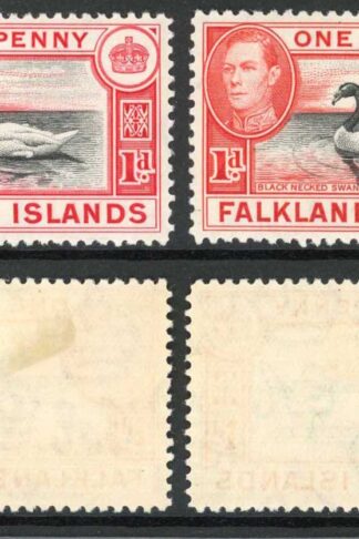 Falkland Is SG147/a 1d Black and Carmine/Black and Vermilion M/M Cat 38.75