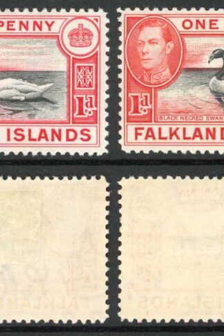 Falkland Is SG147/a 1d Black and Carmine/Black and Vermilion M/M Cat 38.75