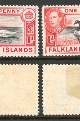 Falkland Is SG147/a 1d Black and Carmine/Black and Vermilion U/M Cat 38.75