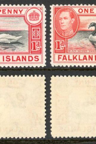 Falkland Is SG147/a 1d Black and Carmine/Black and Vermilion M/M Cat 38.75