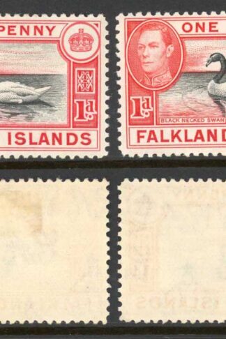 Falkland Is SG147/a 1d Black and Carmine/Black and Vermilion M/M Cat 38.75