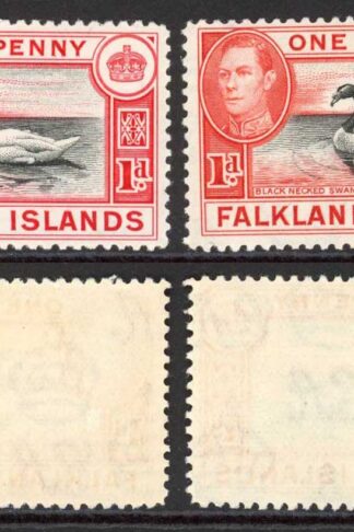 Falkland Is SG147/a 1d Black and Carmine/Black and Vermilion M/M Cat 38.75