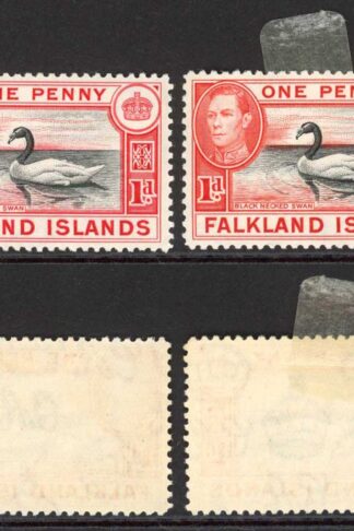 Falkland Is SG147/a 1d Black and Carmine/Black and Vermilion M/M Cat 38.75