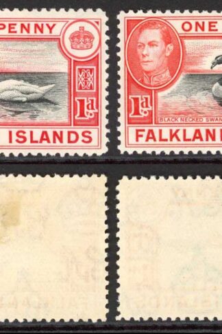 Falkland Is SG147/a 1d Black and Carmine/Black and Vermilion M/M Cat 38.75