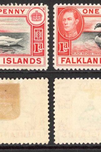 Falkland Is SG147/a 1d Black and Carmine/Black and Vermilion M/M Cat 38.75