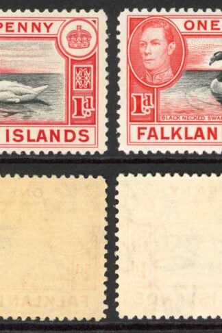 Falkland Is SG147/a 1d Black and Carmine/Black and Vermilion M/M Cat 38.75