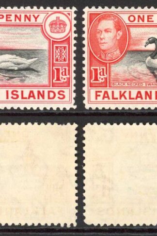 Falkland Is SG147/a 1d Black and Carmine/Black and Vermilion M/M Cat 38.75