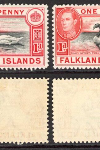 Falkland Is SG147/a 1d Black and Carmine/Black and Vermilion M/M Cat 38.75