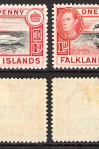 Falkland Is SG147/a 1d Black and Carmine/Black and Vermilion M/M Cat 38.75