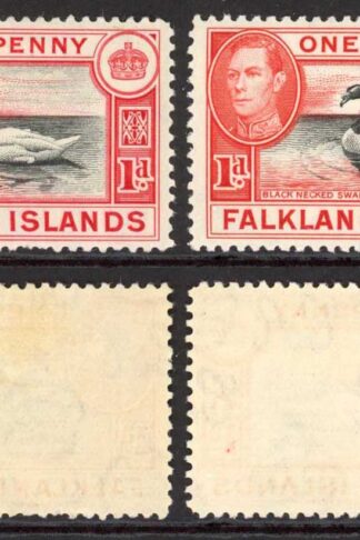 Falkland Is SG147/a 1d Black and Carmine/Black and Vermilion M/M Cat 38.75
