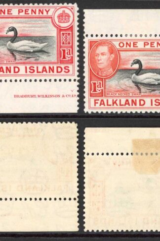 Falkland Is SG147/a 1d Black and Carmine/Black and Vermilion M/M Cat 38.75