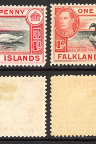 Falkland Is SG147/a 1d Black and Carmine/Black and Vermilion M/M Cat 38.75