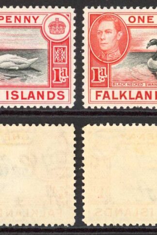 Falkland Is SG147/a 1d Black and Carmine/Black and Vermilion M/M Cat 38.75