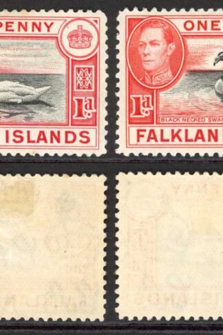 Falkland Is SG147/a 1d Black and Carmine/Black and Vermilion M/M Cat 38.75