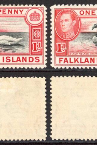 Falkland Is SG147/a 1d Black and Carmine/Black and Vermilion M/M Cat 38.75