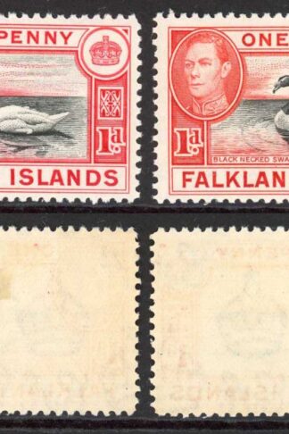 Falkland Is SG147/a 1d Black and Carmine/Black and Vermilion M/M Cat 38.75