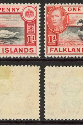 Falkland Is SG147/a 1d Black and Carmine/Black and Vermilion M/M Cat 38.75