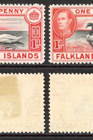 Falkland Is SG147/a 1d Black and Carmine/Black and Vermilion M/M Cat 38.75