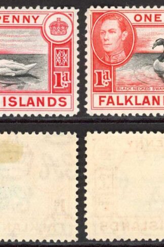Falkland Is SG147/a 1d Black and Carmine/Black and Vermilion M/M Cat 38.75