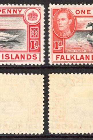 Falkland Is SG147/a 1d Black and Carmine/Black and Vermilion M/M Cat 38.75