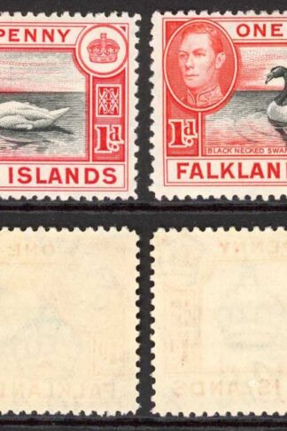 Falkland Is SG147/a 1d Black and Carmine/Black and Vermilion M/M Cat 38.75