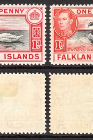Falkland Is SG147/a 1d Black and Carmine/Black and Vermilion M/M Cat 38.75