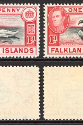 Falkland Is SG147/a 1d Black and Carmine/Black and Vermilion M/M Cat 38.75