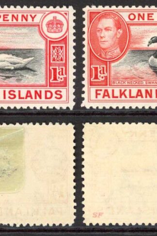 Falkland Is SG147/a 1d Black and Carmine/Black and Vermilion M/M Cat 38.75