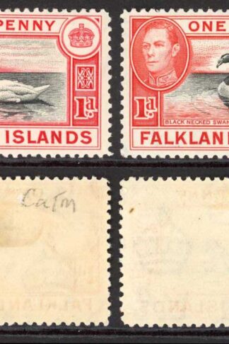 Falkland Is SG147/a 1d Black and Carmine/Black and Vermilion M/M Cat 38.75