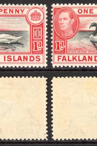 Falkland Is SG147/a 1d Black and Carmine/Black and Vermilion M/M Cat 38.75